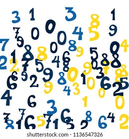 Falling numbers abstract background. Abstract colorful background for card or print. Pattern of randomly distributed numbers from zero to nine in color.