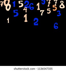 Falling numbers abstract background. Abstract colorful background for card or banner. Pattern of randomly distributed numbers from zero to nine in color.