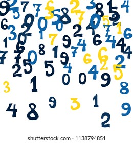 Falling numbers abstract background. Abstract colorful background for banner or poster. Pattern of randomly distributed numbers from zero to nine in color.