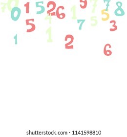 Falling numbers abstract background. Abstract colorful background for card or print. Pattern of randomly distributed numbers from zero to nine in color.