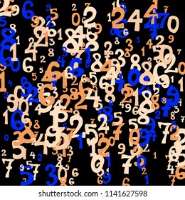 Falling numbers abstract background. Abstract colorful background for card or print. Pattern of randomly distributed numbers from zero to nine in color.