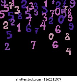 Falling numbers abstract background. Abstract colorful background for banner or poster. Pattern of randomly distributed numbers from zero to nine in color.
