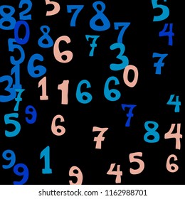 Falling numbers abstract background. Abstract colorful background for banner or poster. Pattern of randomly distributed numbers from zero to nine in color.