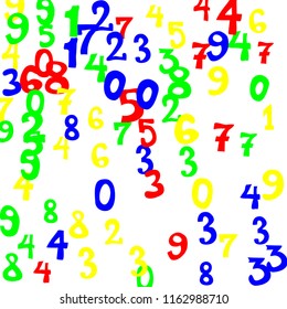 Falling numbers abstract background. Abstract colorful background for banner or poster. Pattern of randomly distributed numbers from zero to nine in color.