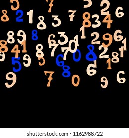 Falling numbers abstract background. Abstract colorful background for card or banner. Pattern of randomly distributed numbers from zero to nine in color.