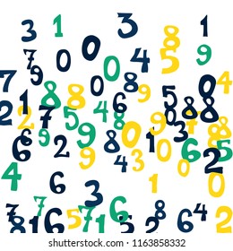 Falling numbers abstract background. Abstract colorful background for card or banner. Pattern of randomly distributed numbers from zero to nine in color.