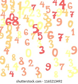 Falling numbers abstract background. Abstract colorful background for banner or poster. Pattern of randomly distributed numbers from zero to nine in color.