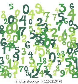 Falling numbers abstract background. Abstract colorful background for card or banner. Pattern of randomly distributed numbers from zero to nine in color.
