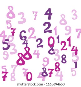Falling numbers abstract background. Abstract colorful background for card or print. Pattern of randomly distributed numbers from zero to nine in color.