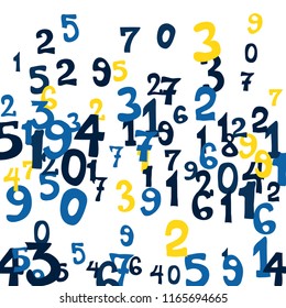 Falling numbers abstract background. Abstract colorful background for card or banner. Pattern of randomly distributed numbers from zero to nine in color.