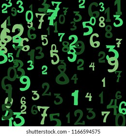 Falling numbers abstract background. Abstract colorful background for card or banner. Pattern of randomly distributed numbers from zero to nine in color.