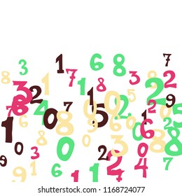 Falling numbers abstract background. Abstract colorful background for banner or poster. Pattern of randomly distributed numbers from zero to nine in color.