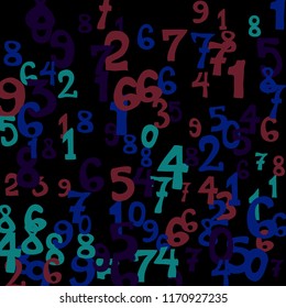 Falling numbers abstract background. Abstract colorful background for card or print. Pattern of randomly distributed numbers from zero to nine in color.