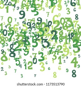 Falling numbers abstract background. Abstract colorful background for card or banner. Pattern of randomly distributed numbers from zero to nine in color.