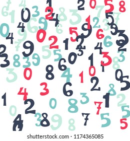 Falling numbers abstract background. Abstract colorful background for banner or poster. Pattern of randomly distributed numbers from zero to nine in color.