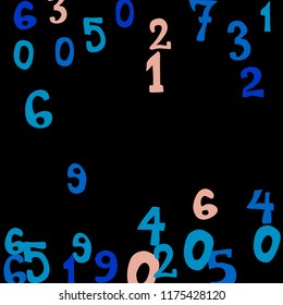Falling numbers abstract background. Abstract colorful background for card or banner. Pattern of randomly distributed numbers from zero to nine in color.
