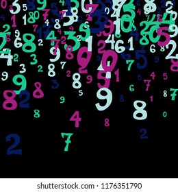 Falling numbers abstract background. Abstract colorful background for banner or poster. Pattern of randomly distributed numbers from zero to nine in color.