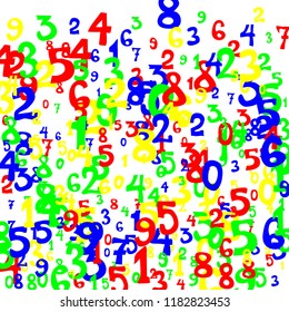 Falling numbers abstract background. Abstract colorful background for card or banner. Pattern of randomly distributed numbers from zero to nine in color.