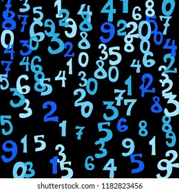 Falling numbers abstract background. Abstract colorful background for card or print. Pattern of randomly distributed numbers from zero to nine in color.