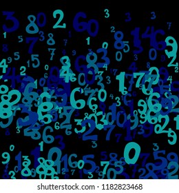 Falling numbers abstract background. Abstract colorful background for card or banner. Pattern of randomly distributed numbers from zero to nine in color.