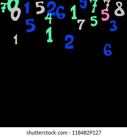 Falling numbers abstract background. Abstract colorful background for card or print. Pattern of randomly distributed numbers from zero to nine in color.
