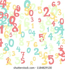 Falling numbers abstract background. Abstract colorful background for card or print. Pattern of randomly distributed numbers from zero to nine in color.