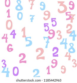 Falling numbers abstract background. Abstract colorful background for banner or poster. Pattern of randomly distributed numbers from zero to nine in color.