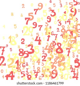 Falling numbers abstract background. Abstract colorful background for card or print. Pattern of randomly distributed numbers from zero to nine in color.