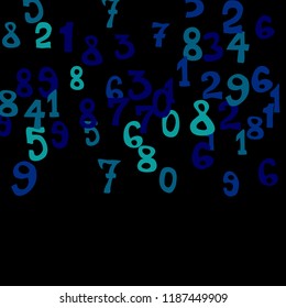 Falling numbers abstract background. Abstract colorful background for banner or poster. Pattern of randomly distributed numbers from zero to nine in color.