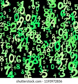 Falling numbers abstract background. Abstract colorful background for banner or poster. Pattern of randomly distributed numbers from zero to nine in color.