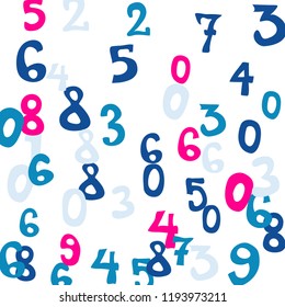 Falling numbers abstract background. Abstract colorful background for card or banner. Pattern of randomly distributed numbers from zero to nine in color.
