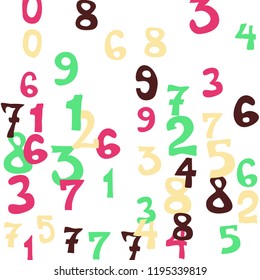 Falling numbers abstract background. Abstract colorful background for banner or poster. Pattern of randomly distributed numbers from zero to nine in color.