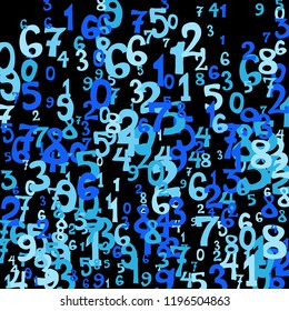 Falling numbers abstract background. Abstract colorful background for card or print. Pattern of randomly distributed numbers from zero to nine in color.