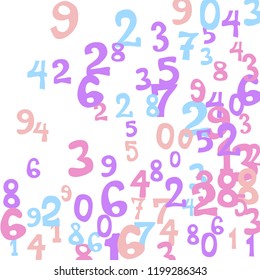 Falling numbers abstract background. Abstract colorful background for card or print. Pattern of randomly distributed numbers from zero to nine in color.