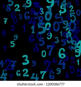 Falling numbers abstract background. Abstract colorful background for card or print. Pattern of randomly distributed numbers from zero to nine in color.