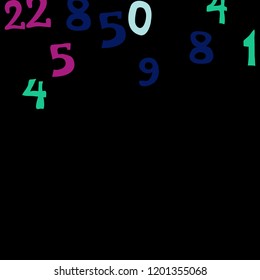 Falling numbers abstract background. Abstract colorful background for card or print. Pattern of randomly distributed numbers from zero to nine in color.