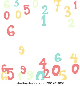 Falling numbers abstract background. Abstract colorful background for card or print. Pattern of randomly distributed numbers from zero to nine in color.