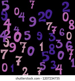 Falling numbers abstract background. Abstract colorful background for banner or poster. Pattern of randomly distributed numbers from zero to nine in color.