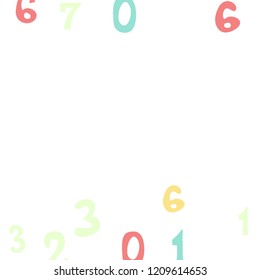 Falling numbers abstract background. Abstract colorful background for card or banner. Pattern of randomly distributed numbers from zero to nine in color.