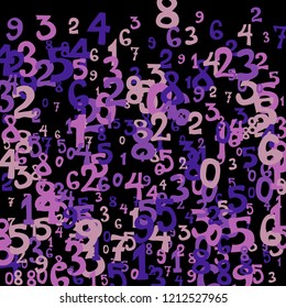 Falling numbers abstract background. Abstract colorful background for banner or poster. Pattern of randomly distributed numbers from zero to nine in color.