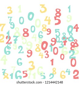 Falling numbers abstract background. Abstract colorful background for banner or poster. Pattern of randomly distributed numbers from zero to nine in color.
