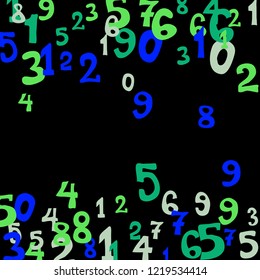 Falling numbers abstract background. Abstract colorful background for banner or poster. Pattern of randomly distributed numbers from zero to nine in color.