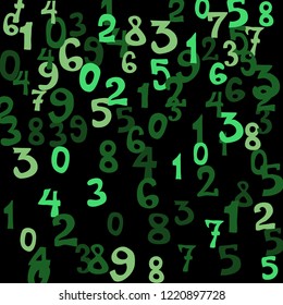 Falling numbers abstract background. Abstract colorful background for card or banner. Pattern of randomly distributed numbers from zero to nine in color.