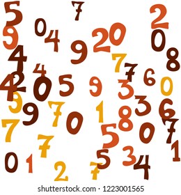 Falling numbers abstract background. Abstract colorful background for card or banner. Pattern of randomly distributed numbers from zero to nine in color.