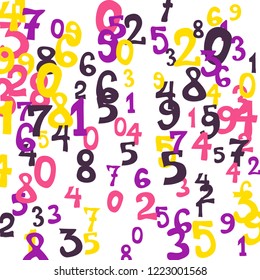 Falling numbers abstract background. Abstract colorful background for card or print. Pattern of randomly distributed numbers from zero to nine in color.