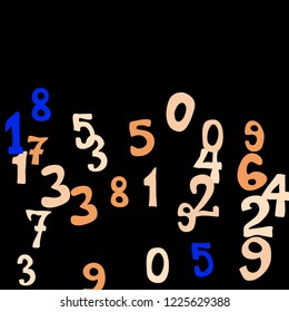Falling numbers abstract background. Abstract colorful background for card or print. Pattern of randomly distributed numbers from zero to nine in color.