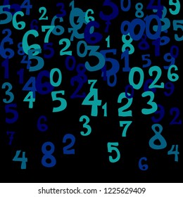 Falling numbers abstract background. Abstract colorful background for banner or poster. Pattern of randomly distributed numbers from zero to nine in color.