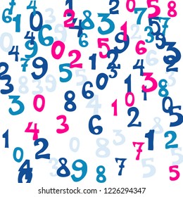 Falling numbers abstract background. Abstract colorful background for card or print. Pattern of randomly distributed numbers from zero to nine in color.