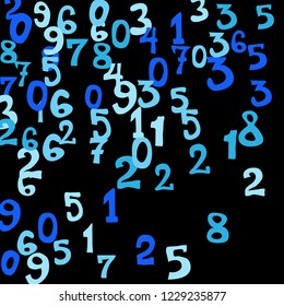 Falling numbers abstract background. Abstract colorful background for banner or poster. Pattern of randomly distributed numbers from zero to nine in color.