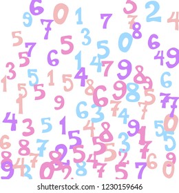 Falling numbers abstract background. Abstract colorful background for banner or poster. Pattern of randomly distributed numbers from zero to nine in color.